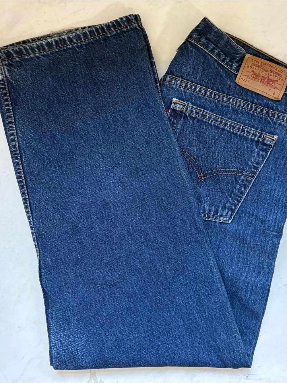 Vintage Y2K Levi’s 577 Size 14 Lower Rise Loose Fit Dark Wash Jeans 2000s Denim